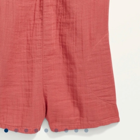 New Old Navy kids romper tie shoulder crinkle cotton size small 6-7 - Picture 4 of 9